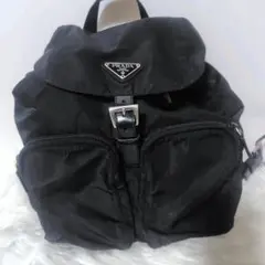 PRADA プラダ　リュック　三角プレートブ ナイロン バックパック　ブラック
