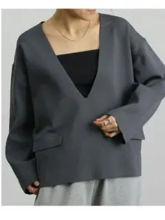 COLONY 2139 エステルヤーンVネックプルオーバー　グレー