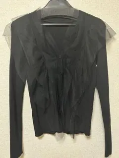 新品　今季　完売品　エイミーロウ　チュールフリルデザインカーデ　ブラック　黒