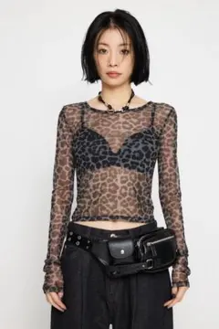 【新品】LAGUA GEM レオパード柄 シアー 長袖カットソーのサムネイル