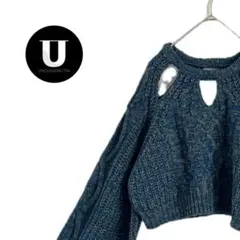 ＼セーター／ ジュエティ カッティングニット 肌見せ 青色 冬服 個性的 古着