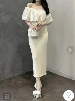 eimy istoire バルーンオフショルダーニットワンピース （WHITE）