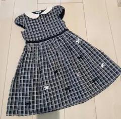 トッカ　110 　ワンピース　フォーマル　チェック　ネイビー　紺　卒園式　入学式