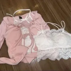 SHEIN ピンク カーディガン カップ付き キャミソール シズニルック ホビ垢