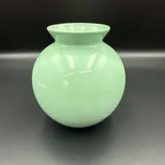昭和レトロ 花瓶 グリーン フラワーベース モダン陶器 インテリア
