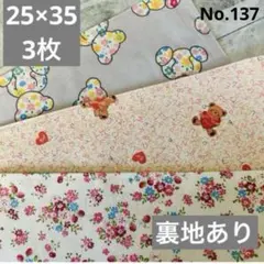 ハンドメイド 給食ナフキン ランチョンマット 25×35 No.137 3枚