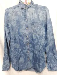 Eddie Bauer☆新品★花柄インディゴブルー長袖シャツ