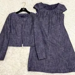 【未使用級✨】ホワイトジョーラ ノーカラー ツイード セットアップ ワンピースL