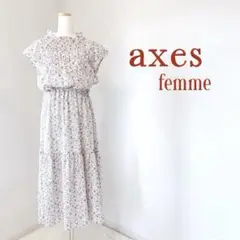 axes femmeアクシーズファム　 フラワープリント マキシロングワンピース