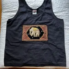 お値下げ❗️象刺繍 黒タンクトップ