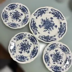 ZARA HOME デザートプレート6枚セットクレイポッタリー 花柄 オリーブ