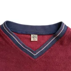 90s OLD stussy オールドステューシー　白タグ　パイル地　ボルドーのサムネイル