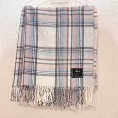 JILL STUART チェック マフラー フリンジ アイボリー ピンク ブルー