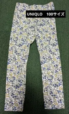 UNIQLO(ユニクロ) 10分丈 リブレギンス 花柄 ブルー系 100サイズ