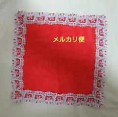 近沢レース　タオルハンカチ 鬼に金棒　レッド