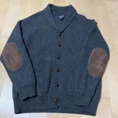 LANDS' END ショールカラー カーディガン エルボーパッチ付きのサムネイル