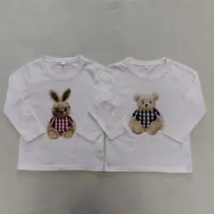 うさぎ＆くま　長袖Tシャツ　2枚セット　95cmのサムネイル