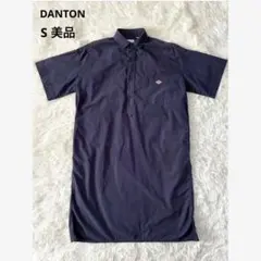 DANTON ダントン 半袖シャツワンピース ロング プルオーバー ネイビー S