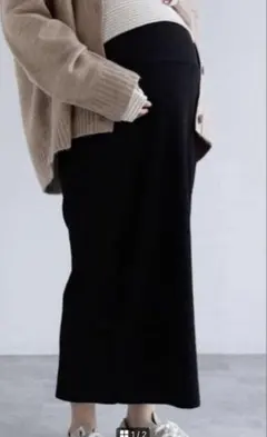 セルフカットリブタイトスカート黒