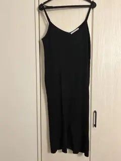 kbf黒いリブ編みキャミワンピース