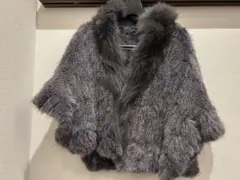 グレー ファーショートコート フード付き