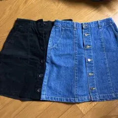 【即購入可】 デニムミニスカート デニムスカート 台形スカート コーデュロイ 黒