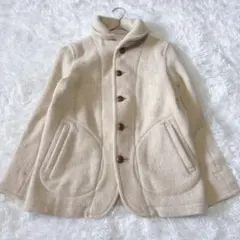 ダントン　ピーコート　ウール　クリーム色　ベージュ　胡桃ボタン　サイズ36
