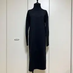 ブラック ニットワンピース タートルネック 長袖