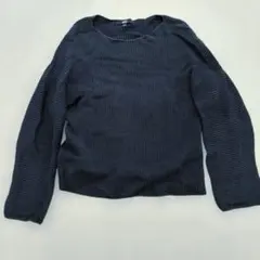 3Dリブニット/ボートネックセーター　ネイビー　S ユニクロ　UNIQLO