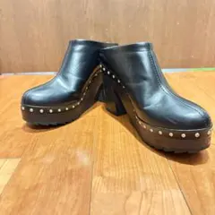 MOUSSY マウジー　スタッズ付き黒アンクルブーツ ハイヒール23センチ
