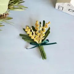 ミモザ 花束ブローチ みもざ つまみ細工 限定1 枯れないお花 日常使い お勧め