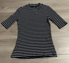 UNIQLO ネイビー/ホワイトストライプ Tシャツ S