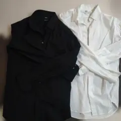 UNIQLO　長袖シャツ ブラック ホワイト 2色セット