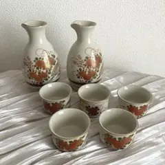 九谷焼　花柄　徳利　お猪口　杯　セット　レトロ　ぐい呑み　金　日本酒　熱燗　酒器