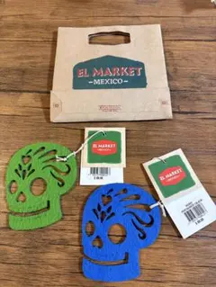 EL MARKET ドクロスカルデザイン コースター 2枚セットのサムネイル