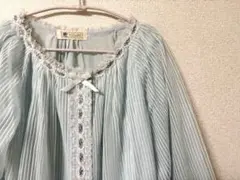 vintage 花の刺繍にレース　ストライプ　ネグリジェ　ガウン　ワンピース