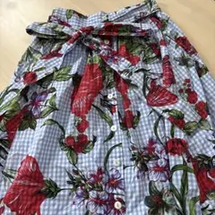 ZARA WOMAN 花柄 ギンガムチェック フレアスカート XSのサムネイル