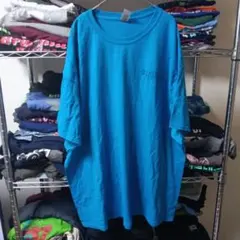 90sGILDANヴィンテージ4L水色企業tシャツUSA直輸入一点物メンズ古着服