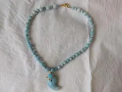 ハンドメイド　水色の天然石ネックレス