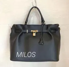 【美品】MILOS/ミロス金具付きトート　ブラック