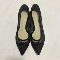 LE TALON ポインテッドチュールドットフラット24.5cm