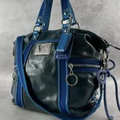 希少 良品 コーチ ポピー 2way トートバッグ ショルダーバッグ バイカラー