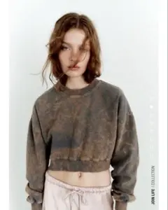 zara クロップドスウェット ブラウン トップス