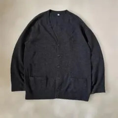 00s】古着　y2k カーディガン　ウール　ダークグレー　ラグラン　グランジ