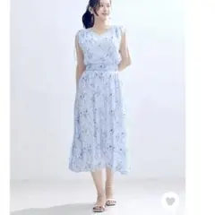 overE オーバーイー 90 楊柳 シフォンショルダーリボンワンピース