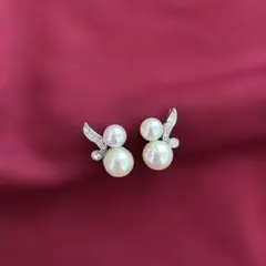パール イヤリング スワロフスキー シルバー 上品 フォーマル 結婚式 華やか