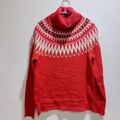 トミーヒルフィガー ニット タートルネック 長袖 ノルディック XS 赤