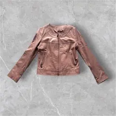 本革 ラムレザージャケット ピンクベージュ きれいめ上品 Y2K ITALY製