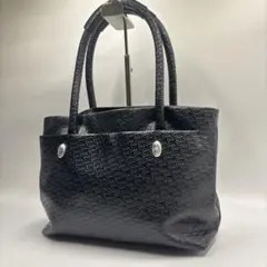 良品✨フォリフォリ 型押し トートバッグ ブラック 肩掛け A4 ロゴ 総柄のサムネイル