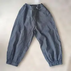 【新品タグ付】n'OrLABEL ストライプ柄 裾ギャザーパンツ ネイビー Fのサムネイル